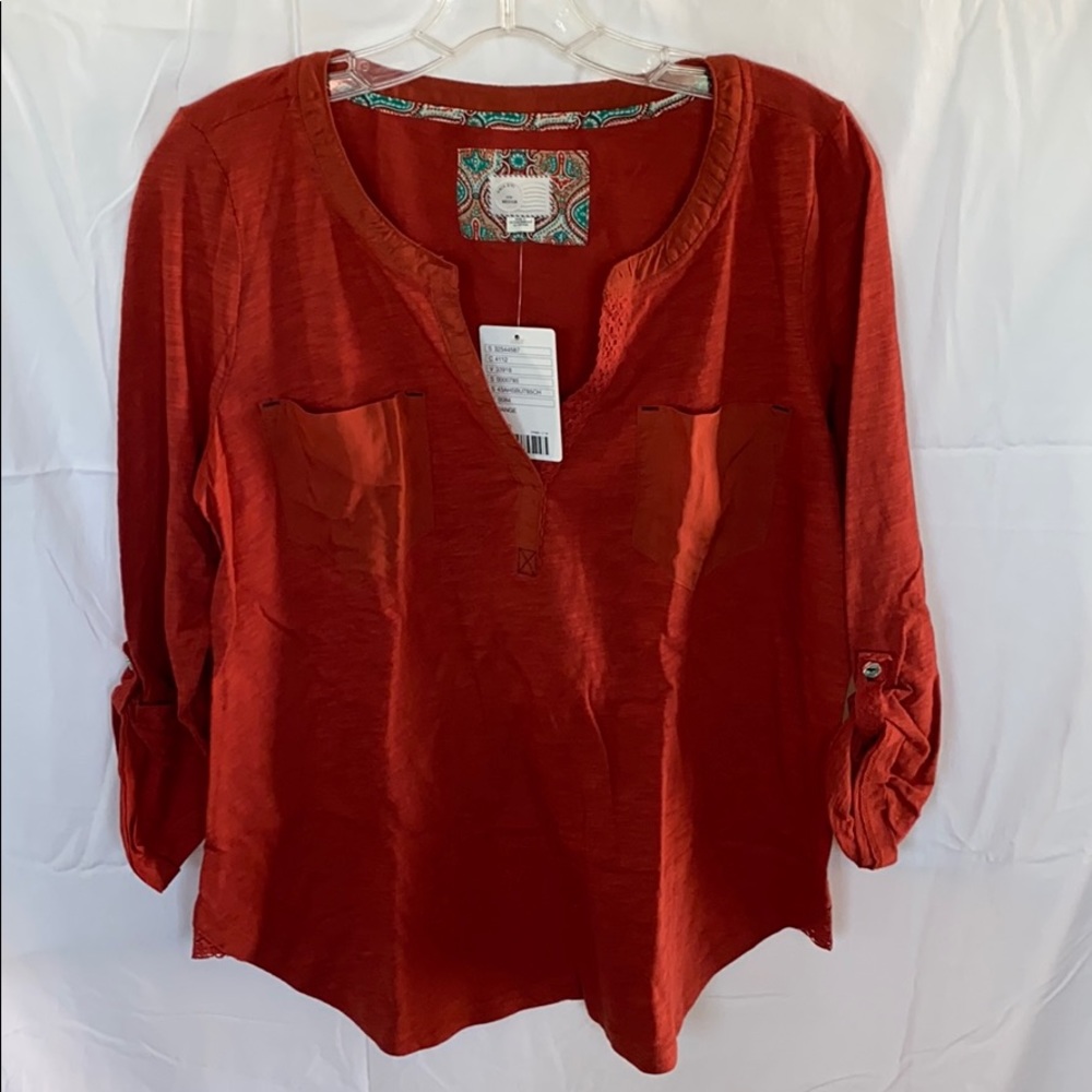 NWT Anthropologie M orange blouse